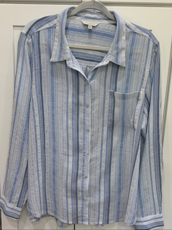 Lucky Brand Tops - Lucky Brand Light Blue & White Striped Button-Down Shirt
